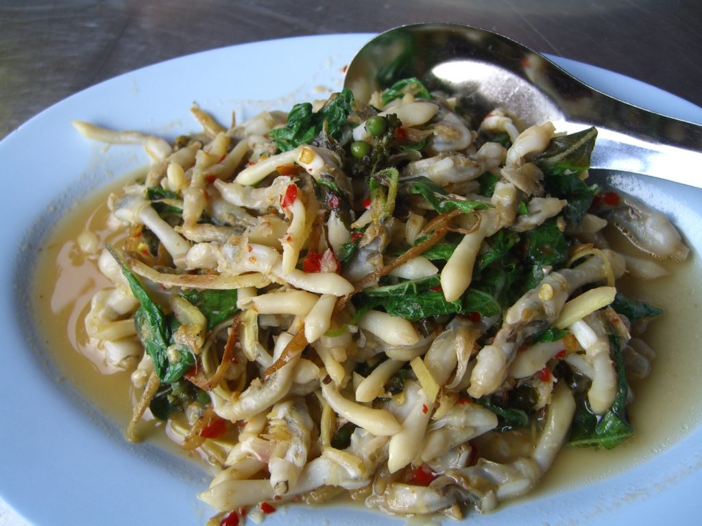 Typical razor clam dish