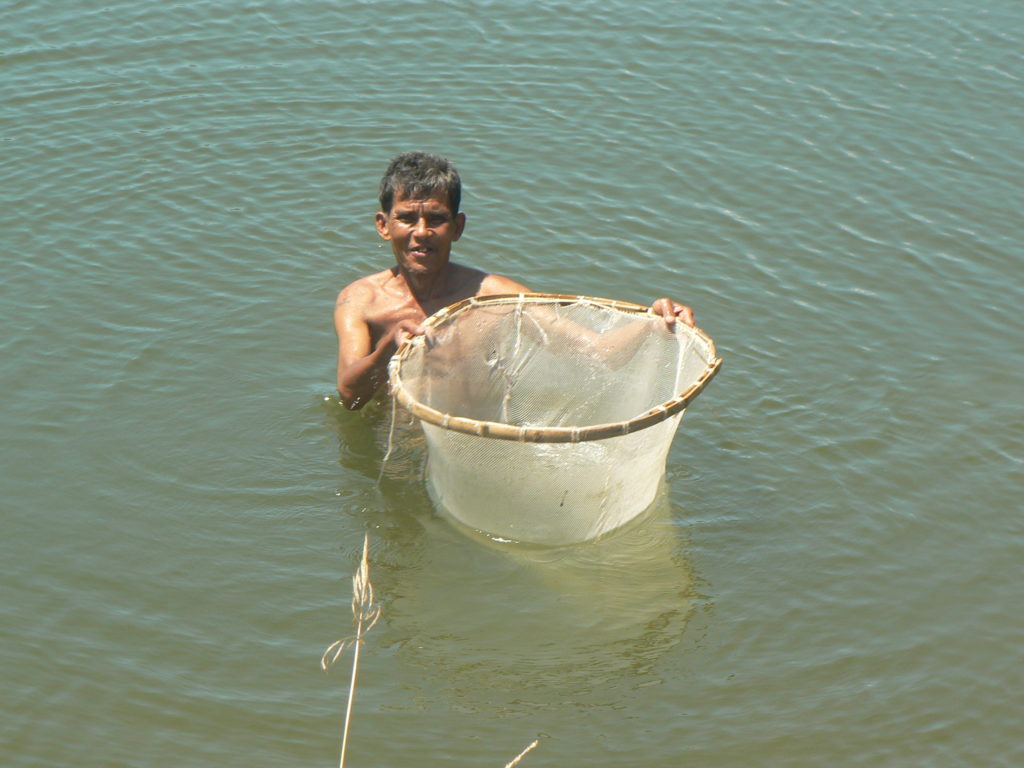 Hand net fishing