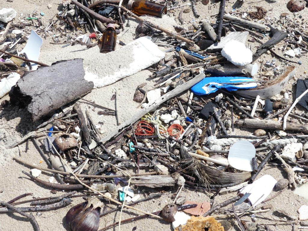 Flotsam on a beach in Thailand