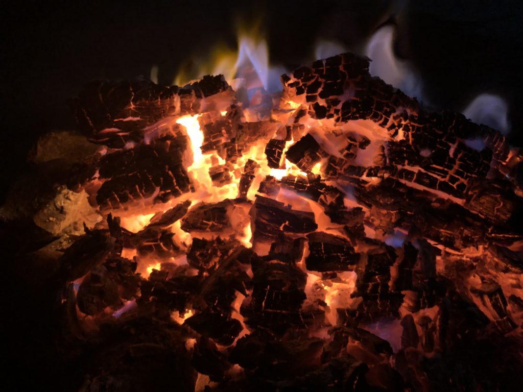 glowing emebrs of red bushwillow firewood