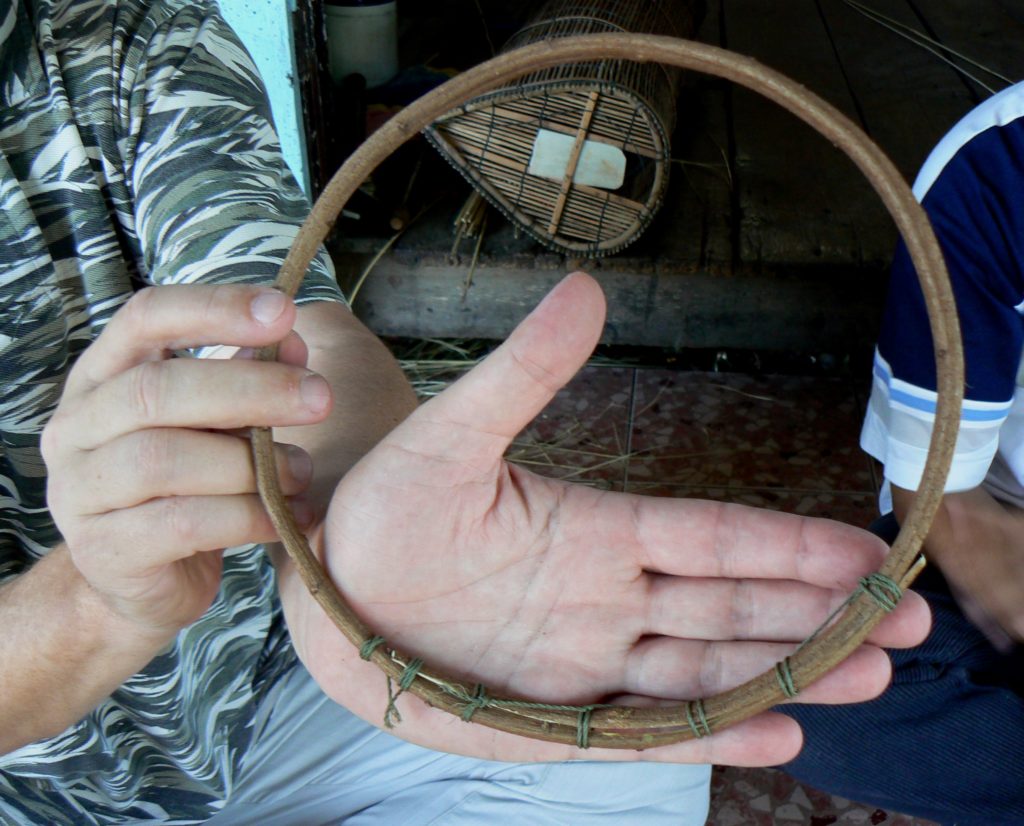Wooden ring for a bamboo fish trap