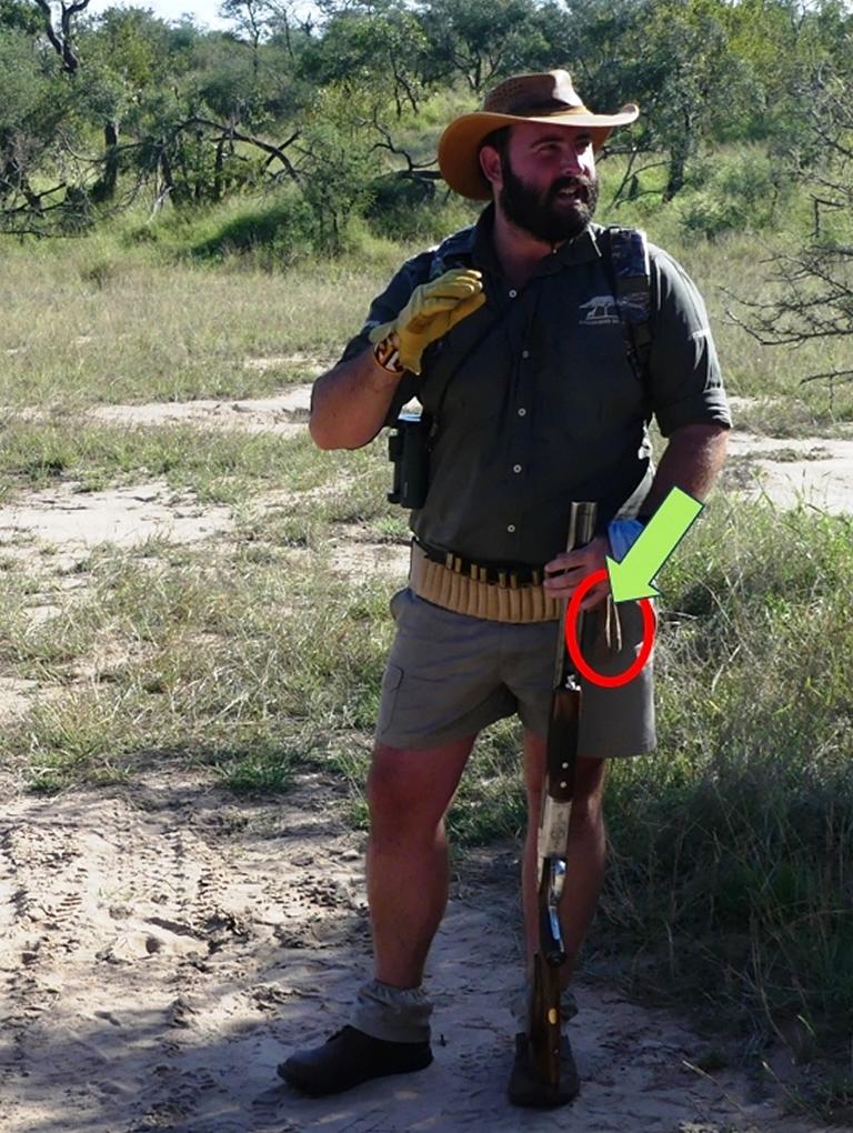 A Professional Hunter with an ash bag at Pafuri in South Africa