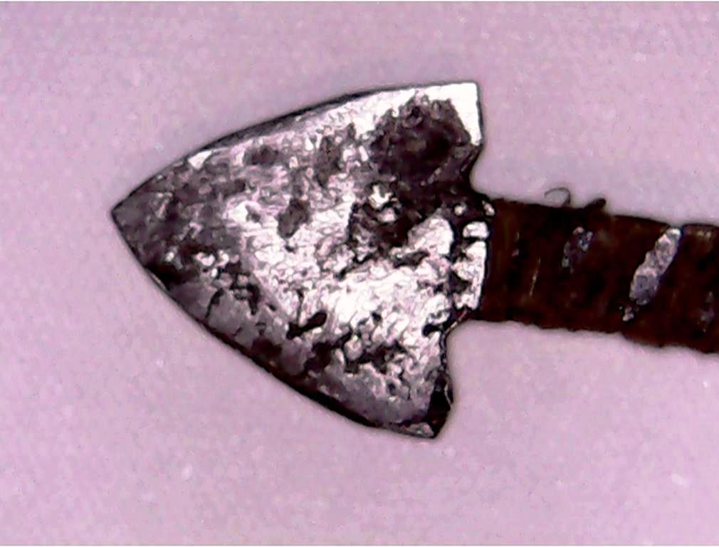 Detail of a bushmen metal arrowhead