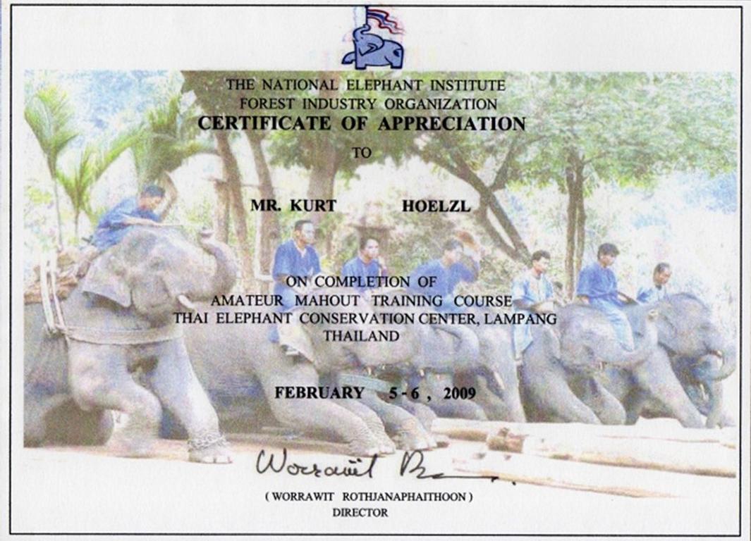 Certificate received as an amateur mahout