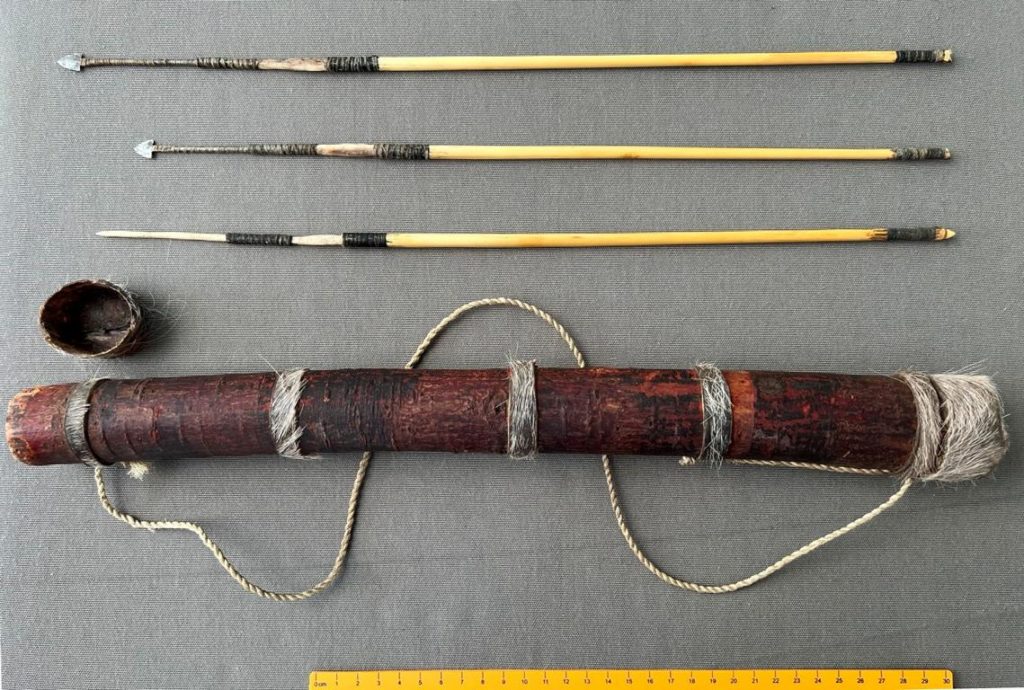 A typical set of bushmen arrows and a quiver