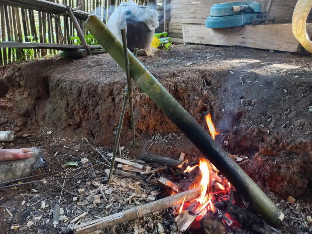 Setup for boiling water at Pu Luong Nature Reserve in Vietnam
