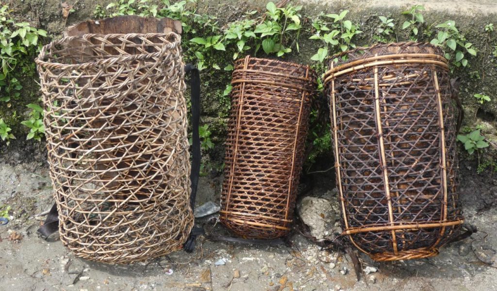 Mentawai Opa basket on the left, and Tuku baskets