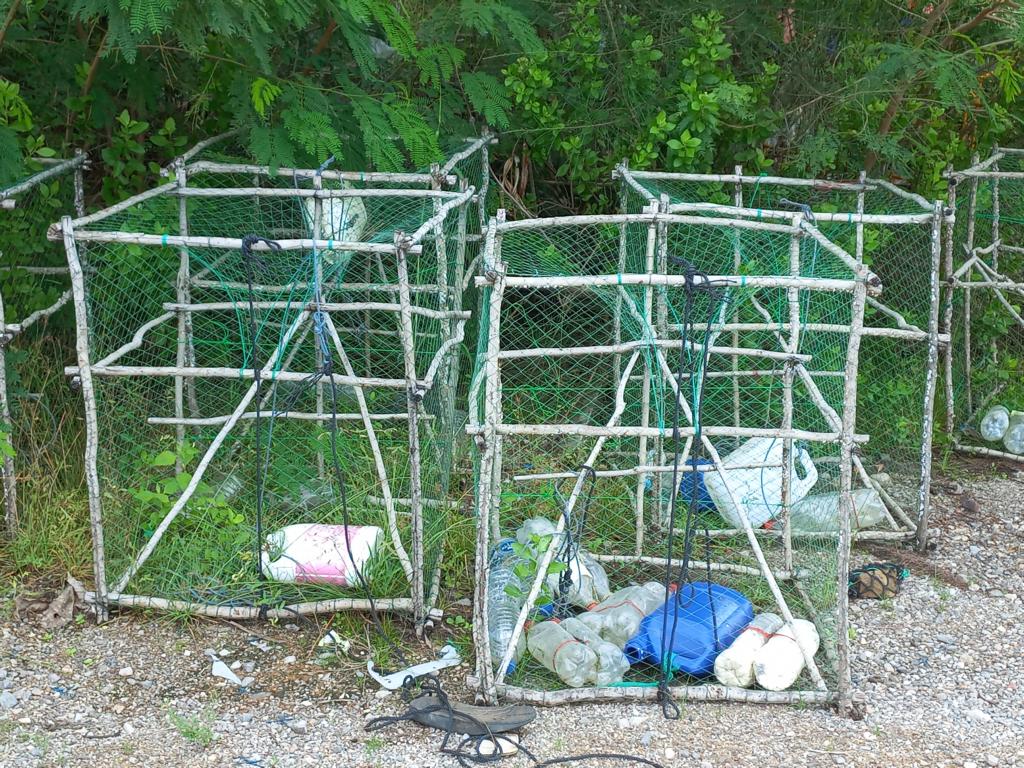 Rectangular squid traps at Koh Lanta