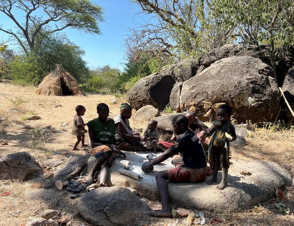 Hadza communal point flat rock for Baobab seed pounding