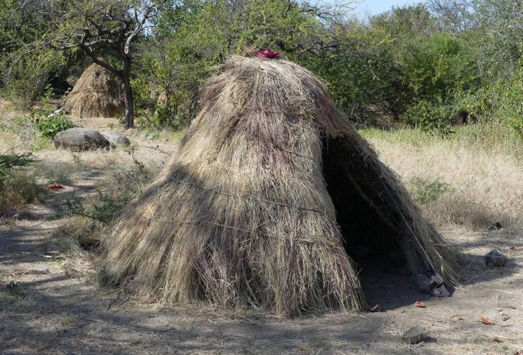 Finished hut of Hadza people