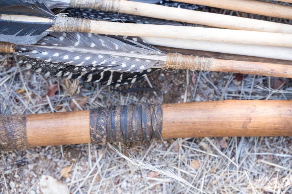 Raw hide wrapping on a Hadza bow