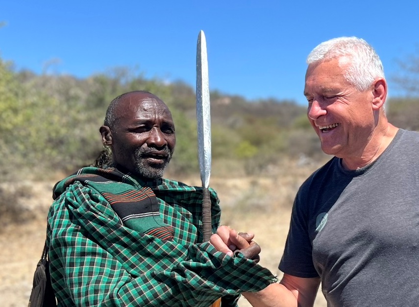 Kurt Hoelzl meets a Datoga warrior with his spear