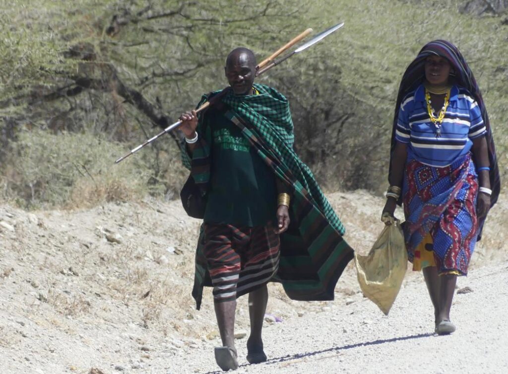 A couple of Datoga Barabaig people walking