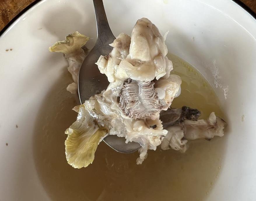 Another view of a porcupinefish cooked in a soup at Zanzibar