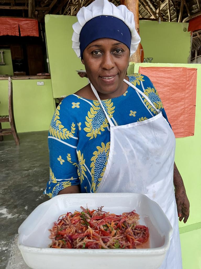 The chef of the coconut restaurant at Shanuo beach in Zanzibar