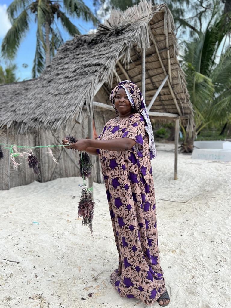 Lady, which is drying red seaweed