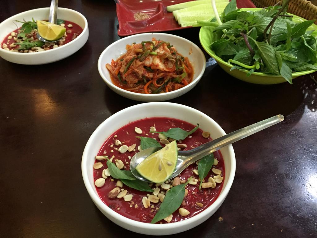 Vietnamese duck blood soup