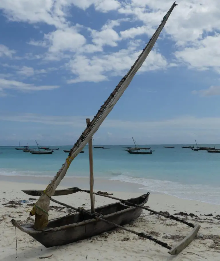 Lateen sail rig on a Ngalawa boat in Zanzibar