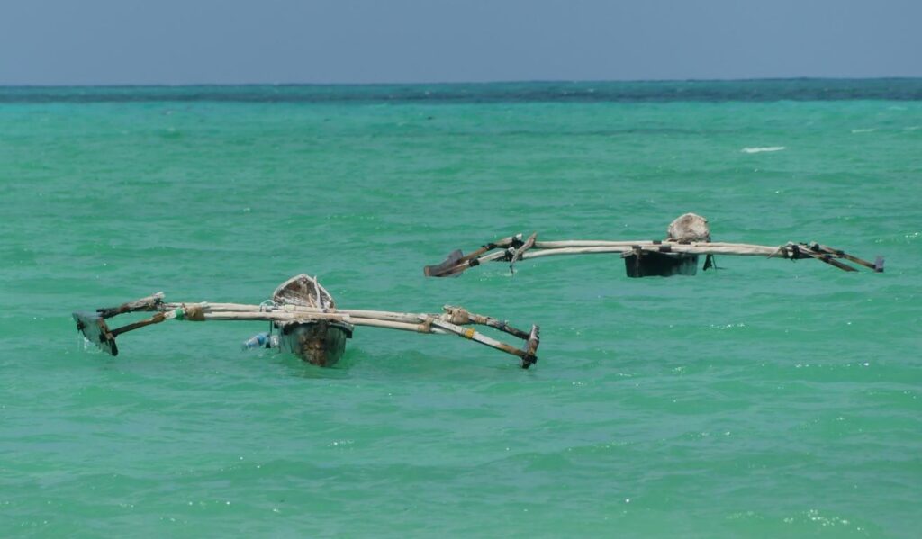 Ngalawa boats without sails in Zanzibar