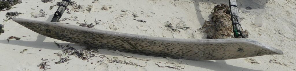 Outrigger plank of a Ngalawa boat in Zanzibar