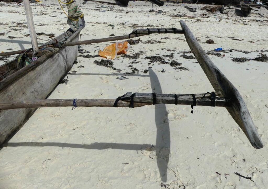 Outrigger system of Ngalawa boat in Zanzibar