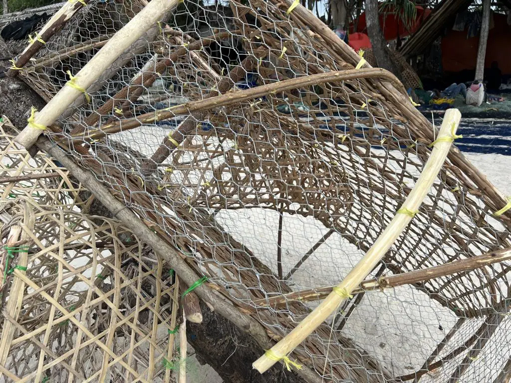 bamboo fishing net africa Basket fish traps at the seashores of Eastern Africa