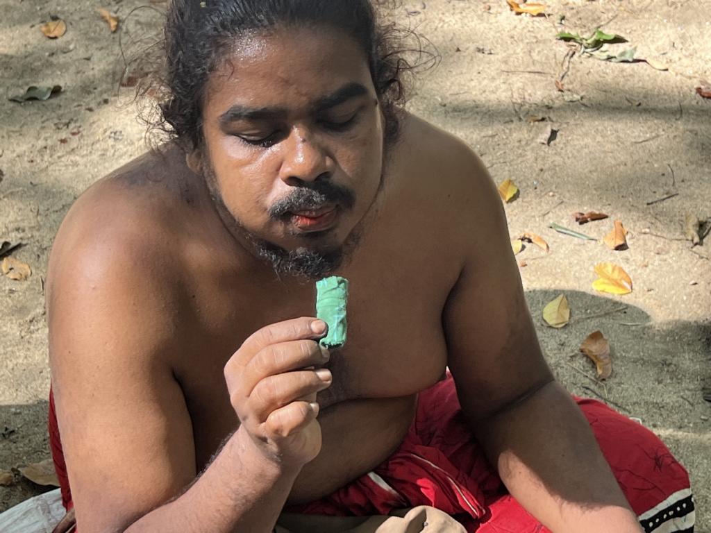 Blowing into the cotton roll