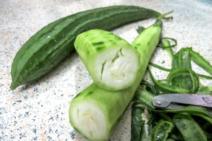 Young fruits of Angled Luffa Gourd