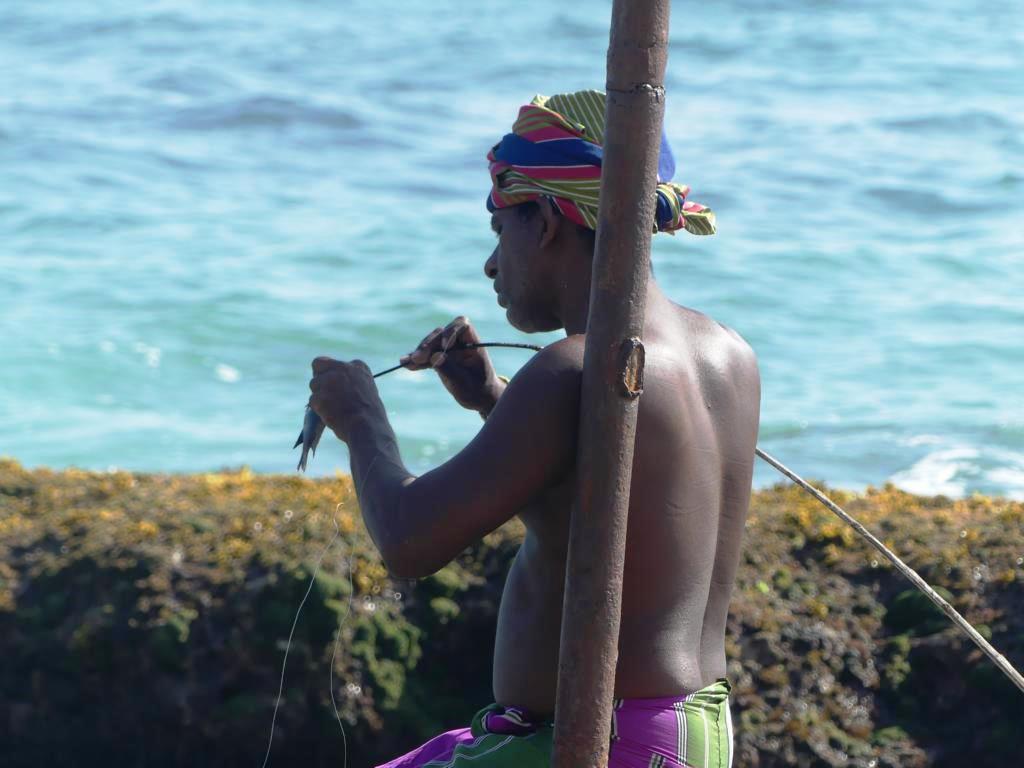 This stilt fisherman has caught a fish