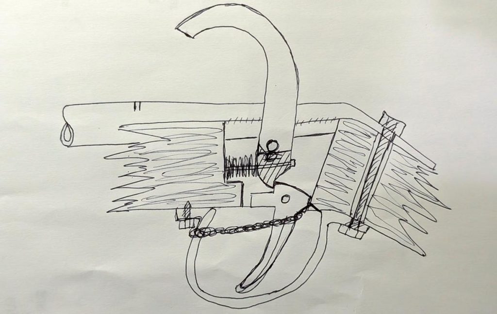 Principle schematics of a Perkussion lock system of improvised firearms of Orang Rimba people