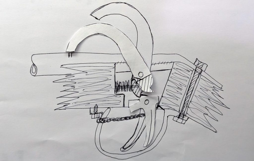 Principle schematics of a Perkussion lock system of improvised firearms of Orang Rimba people