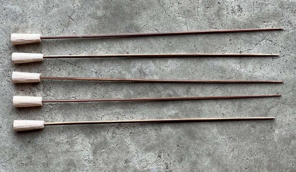 Borneo blowpipe darts with Wild sugar palm petiole shafts.