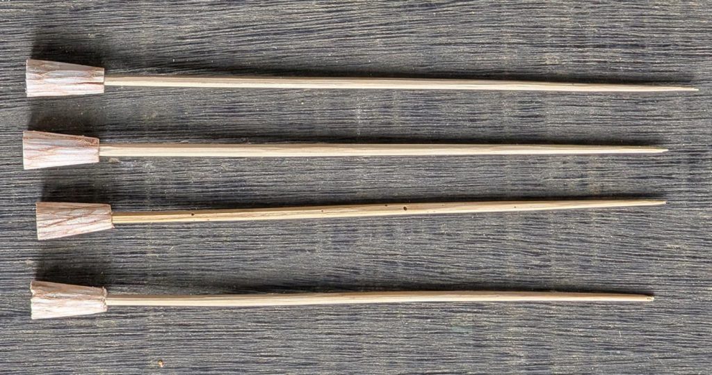 Another set of Borneo blowpipe darts for training. Their cones are made from sago pith.