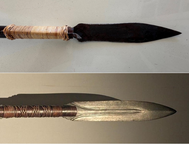 Spearheads of Penan blowpipes from Shaik Reismann’s Collection (above), and the Borneo Cultural Museum