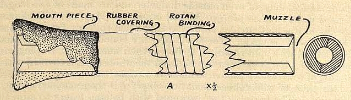 Section of a composite wooden blowpipe of the Temoq people. 