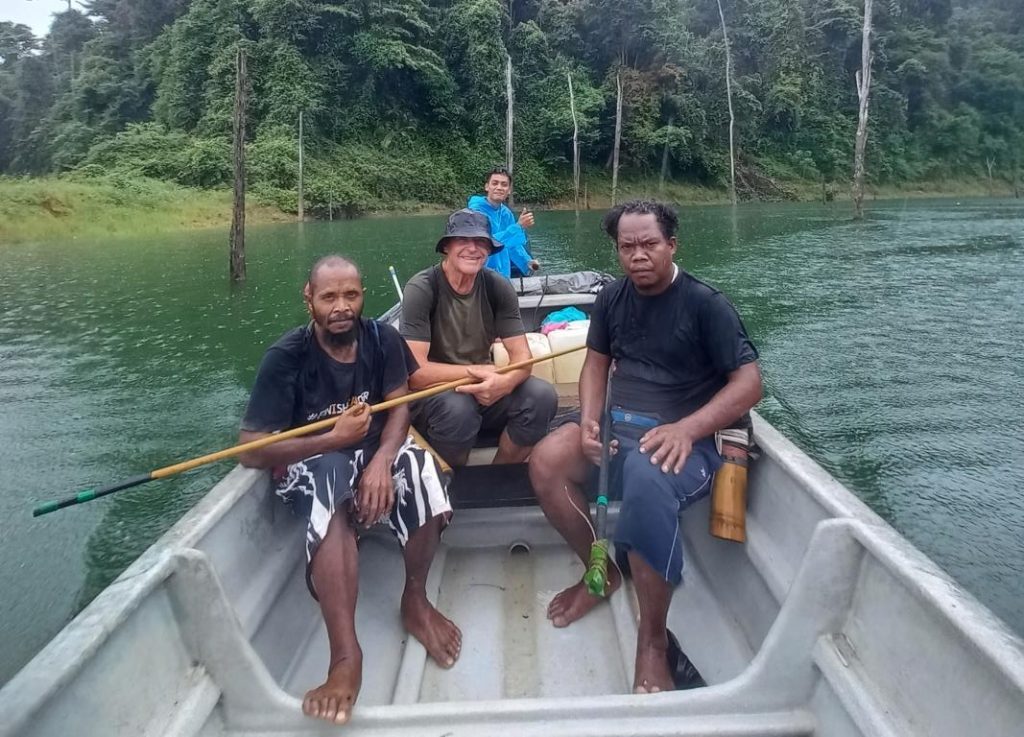 On the way to a hunt with two Jahai Orang Asli people.