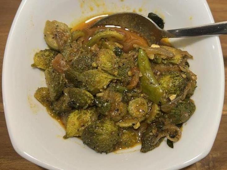 Momordica charantia var. muricata bitter gourd curry.